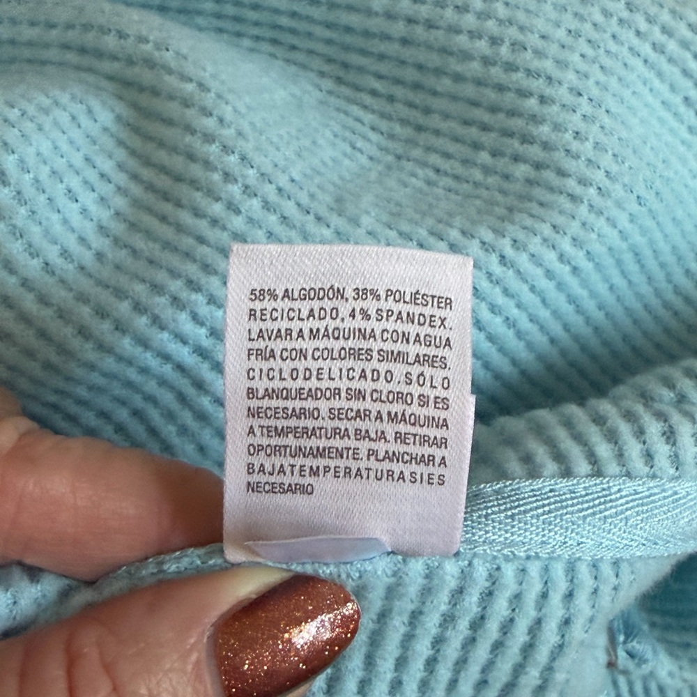 NWT Auden Women's Waffle Thermal Hoodie Sweatshirt Sleep Loungewear Turquoise XS - Picture 7 of 9